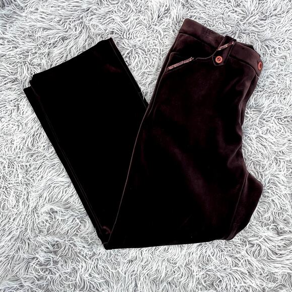 Vintage Velvet Pants Brown Straight Leg High Rise Sequins Women's XL 28" Inseam - Picture 2 of 8